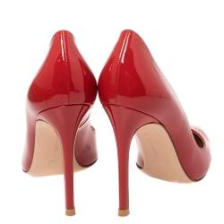 Pre Owned Gianvito Rossi Red Patent Leather Gianvito Pointed Toe Pumps Size 36