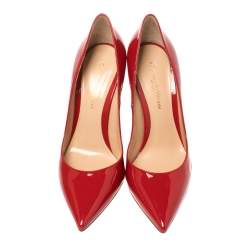 Pre Owned Gianvito Rossi Red Patent Leather Gianvito Pointed Toe Pumps Size 36