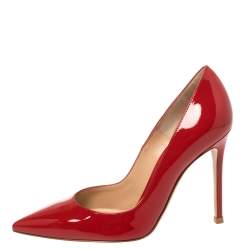 Pre Owned Gianvito Rossi Red Patent Leather Gianvito Pointed Toe Pumps Size 36