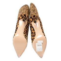 Gianvito Rossi Beige Leopard Print Calfhair Hunter Boots Size 36.5