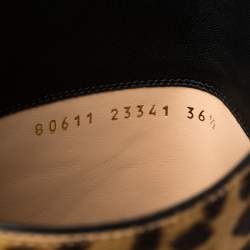Gianvito Rossi Beige Leopard Print Calfhair Hunter Boots Size 36.5