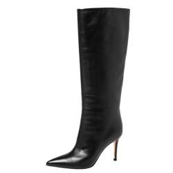 Pre Owned Gianvito Rossi Black Leather Boots Size 36.5