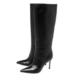 Pre Owned Gianvito Rossi Black Leather Boots Size 36.5