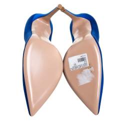 Pre Owned Gianvito Rossi Royal Blue Satin Pointed Toe Pumps Size 39.5