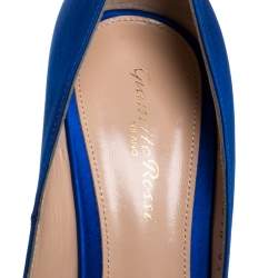 Pre Owned Gianvito Rossi Royal Blue Satin Pointed Toe Pumps Size 39.5
