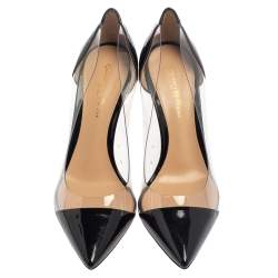 Pre Owned Gianvito Rossi Black Patent Leather and PVC Plexi Pointed Toe Pumps Size 37