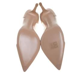 Pre Owned Gianvito Rossi Beige Patent Leather And PVC Plexi Pumps Size 36.5