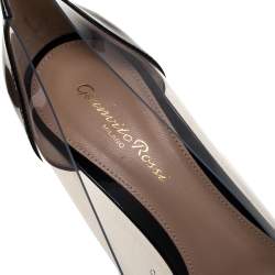 Pre Owned Gianvito Rossi Black Patent Leather And PVC Plexi Pointed Toe Pumps Size 38.5