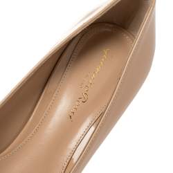 Pre Owned Gianvito Rossi Beige/Black Patent Leather Lucy Pointed Toe Pumps Size 38