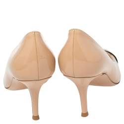 Pre Owned Gianvito Rossi Beige/Black Patent Leather Lucy Pointed Toe Pumps Size 38