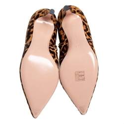 Gianvito Rossi Brown/Beige Leopard Print Calf Hair Ankle Boots Size 36.5