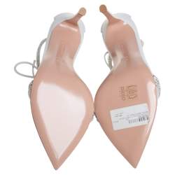 Pre Owned Gianvito Rossi White Leather Silk Montecarlo Sandals Size 38