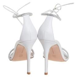 Pre Owned Gianvito Rossi White Leather Silk Montecarlo Sandals Size 38
