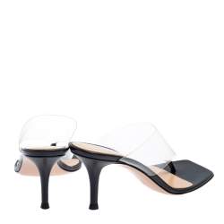 Pre Owned Gianvito Rossi Black PVC and Leather Plexi Thong Slide Sandals Size 38