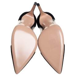 Pre Owned Gianvito Rossi Black Suede And PVC Plexi Pointed Toe Pumps Size 40