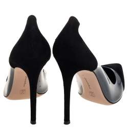 Pre Owned Gianvito Rossi Black Suede And PVC Plexi Pointed Toe Pumps Size 40