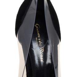 Pre Owned Gianvito Rossi Black Suede And PVC Plexi Pointed Toe Pumps Size 40
