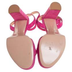 Pre Owned Gianvito Rossi Pink Suede Poppy Ankle Strap Sandals Size 39