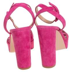 Pre Owned Gianvito Rossi Pink Suede Poppy Ankle Strap Sandals Size 39