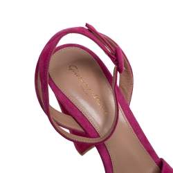 Pre Owned Gianvito Rossi Pink Suede Poppy Ankle Strap Sandals Size 39