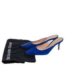 Pre Owned Gianvito Rossi Blue Suede Paige Mules Size 36