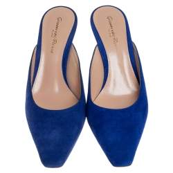 Pre Owned Gianvito Rossi Blue Suede Paige Mules Size 36
