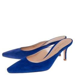 Pre Owned Gianvito Rossi Blue Suede Paige Mules Size 36