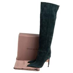 Pre Owned Gianvito Rossi Green Suede Over The Knee Boots Size 36