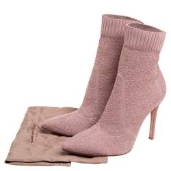 Gianvito Rossi Pink Fabric Fiona Pointed Toe Ankle Boots Size 41