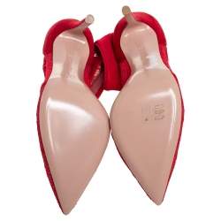 Pre Owned Gianvito Rossi Red Lace And Suede Pointed Toe Booties Size 38