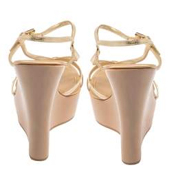Pre Owned Gianvito Rossi Gold Leather Strappy Sandals Size 38.5