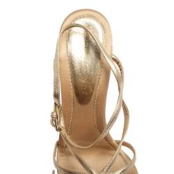 Pre Owned Gianvito Rossi Gold Leather Strappy Sandals Size 40