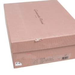 Pre Owned Gianvito Rossi Beige Patent Leather Crystal Embellished Ankle Strap Platform Sandals Size 38