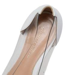 Pre Owned Gianvito Rossi White Leather And PVC Plexi Pointed Toe Ballet Flats Size 35