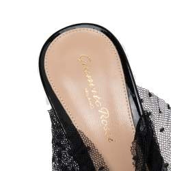 Pre Owned Gianvito Rossi Black Lace And Mesh Ofelia Mules Size 38.5