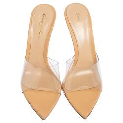 Pre Owned Gianvito Rossi Beige/Transparent PVC Alise Mules Size 39