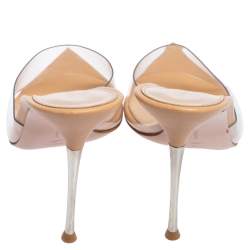 Pre Owned Gianvito Rossi Beige/Transparent PVC Alise Mules Size 39