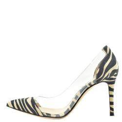 Pre Owned Gianvito Rossi Brown/Black Suede Plexi Pumps Size EU 36.5