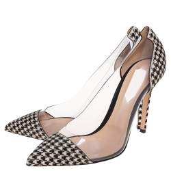 Pre Owned Gianvito Rossi Black/White Pony Hair and PVC Plexi Pointed Toe Pumps Size 41