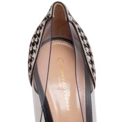 Pre Owned Gianvito Rossi Black/White Pony Hair and PVC Plexi Pointed Toe Pumps Size 41