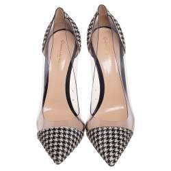 Pre Owned Gianvito Rossi Black/White Pony Hair and PVC Plexi Pointed Toe Pumps Size 41