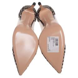 Pre Owned Gianvito Rossi Black/White Pony Hair and PVC Plexi Pointed Toe Pumps Size 41