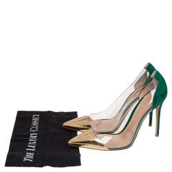 Pre Owned Gianvito Rossi Multicolor Leather, Suede, And PVC Plexi Pumps Size 41.5