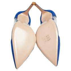 Pre Owned Gianvito Rossi Blue Suede And  PVC Plexi Pumps Size 41