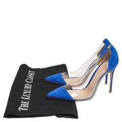 Pre Owned Gianvito Rossi Blue Suede And  PVC Plexi Pumps Size 41