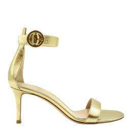 Gianvito Rossi Gold Leather Logo Ankle strap Sandals Size EU 35.5