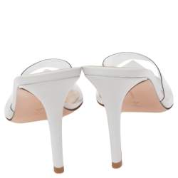 Pre Owned Gianvito Rossi White/Nude PVC and Leather Elle Slide Sandals Size 38