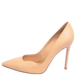 Pre Owned Gianvito Rossi Beige Leather Pointed Toe Pumps Size 38.5