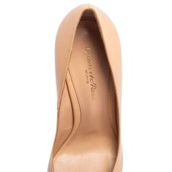 Pre Owned Gianvito Rossi Beige Leather Pointed Toe Pumps Size 38.5