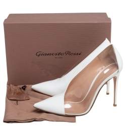 Pre Owned Gianvito Rossi White Patent Leather and PVC Deela Pointed Toe Pumps Size 40